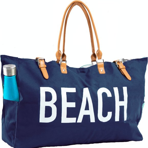 Keho Handbags - KEHO "Beach Vibes" Large Beach Bag/Tote (Navy Blue)